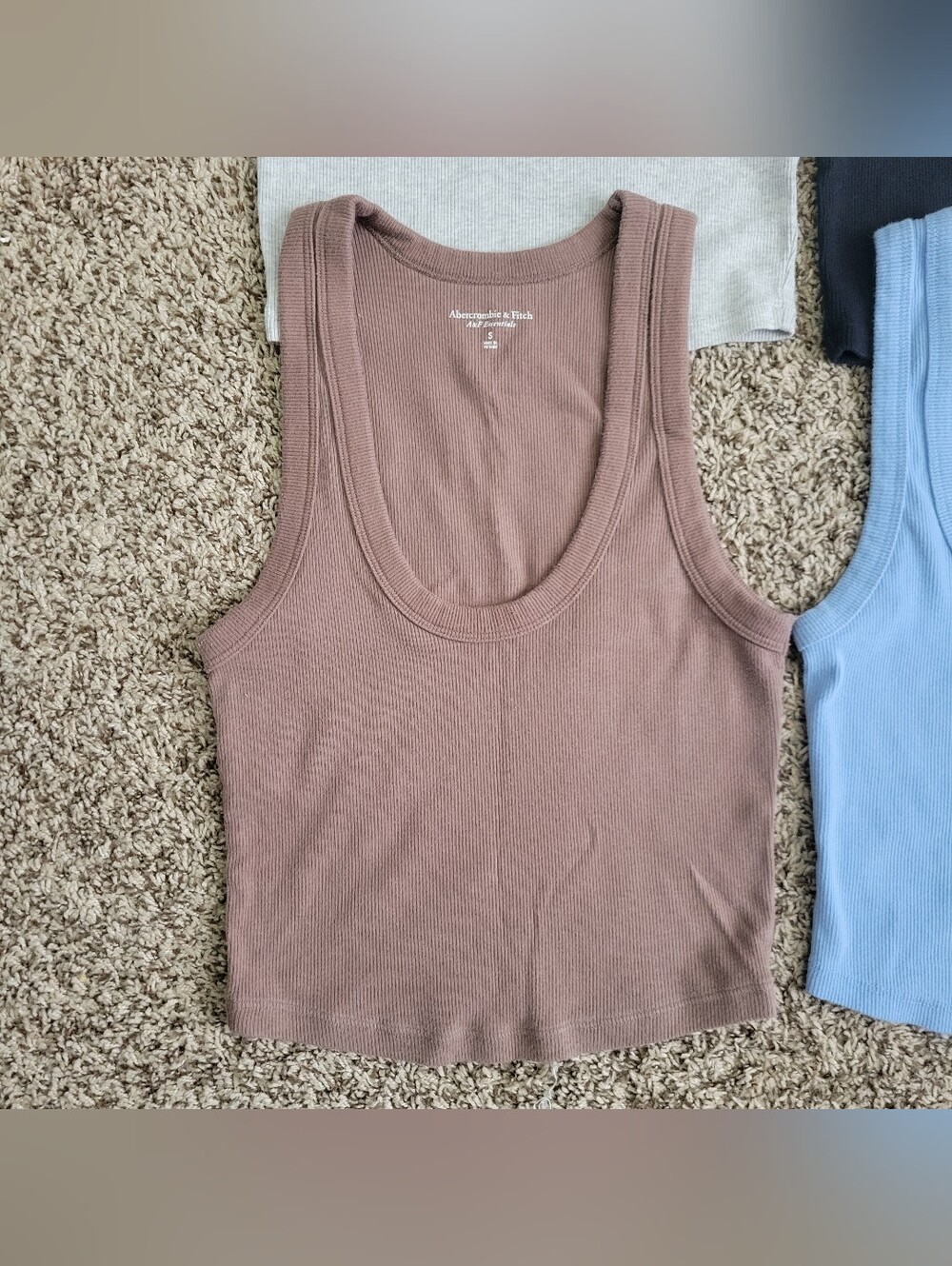 Abercrombie & Fitch Tank Top Rib Scoop Neck Black White Gray Blue Green Small - Picture 2 of 8